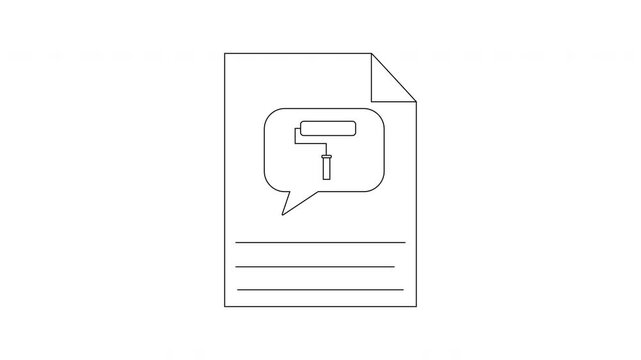 Paint Roller Icon on Document - Design and Renovation Concept.