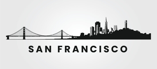 Naklejka premium Horizontal San Francisco California panorama vector illustration.