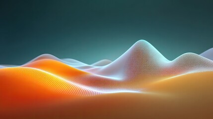 Abstract colorful waves with smooth curves and gradients creating a serene landscape of light and color, perfect for technology and design themes