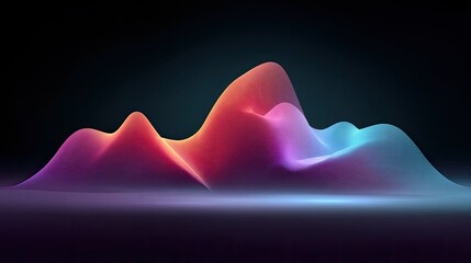 Abstract colorful waves in a dynamic design representing sound waves or digital art with vibrant hues and smooth gradients in a dark background