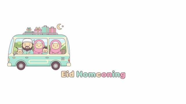 Video Eid Homecoming Mudik Illustration