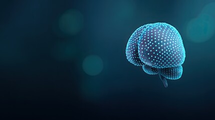 Digital Brain Illustration with Dots Against a Soft Blue Background for Technology and Innovation Concepts in Science and Research Fields