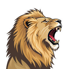 Fototapeta premium Dynamic and striking vector illustration of a majestic lion roaring fiercely, showcasing its powerful growl, detailed mane, and intense wild essence, symbolizing strength and leadership