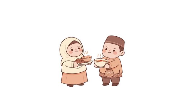 Sharing Iftar Food Ramadan Illustration