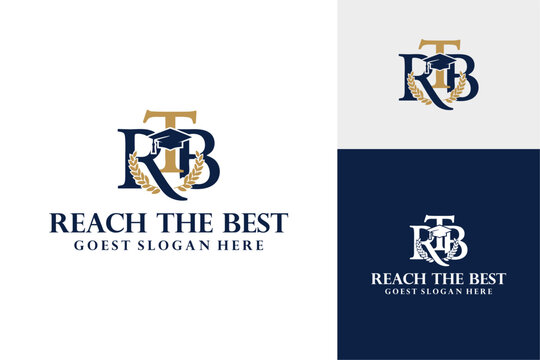 RTB Education Logo with Open Book and Graduation Cap for Academic Branding