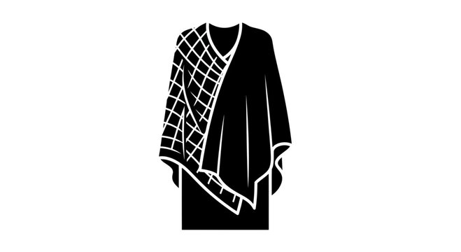 Black and white illustration of a traditional Middle Eastern garment.