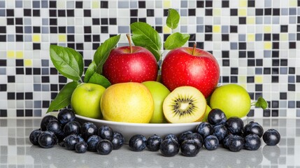 Fresh apples and assorted fruits arranged in a bowl