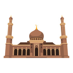A beautiful illustration of a mosque with two minarets and a large dome