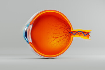 Human eye anatomy diagram in 3D for medical education