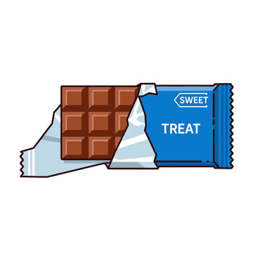 Chocolate Bar Unwrapped Blue Wrapper.