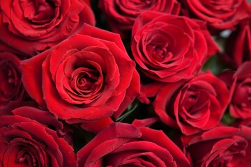Obraz premium Vibrant Red Roses Close-Up, Romantic Floral Bouquet