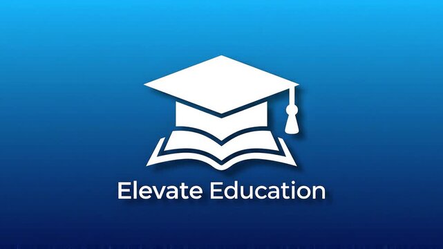 Elevate Education logo featuring a graduation cap and open book on a blue gradient background