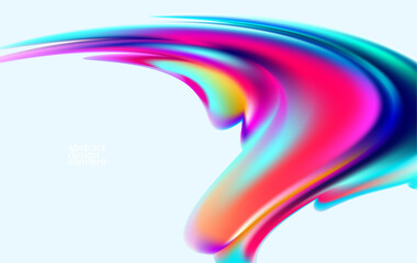 Abstract Iridescent glass shape on white background. 3D Vector design element.