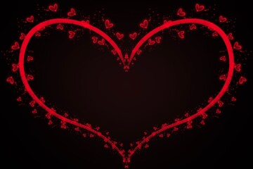 Romantic Soft Red Love Heart Glow Effect Decoration On Gradient Background