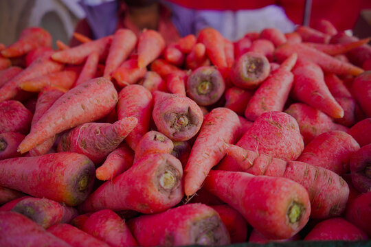 Fresh produce in a traditional Yemeni market during Ramadan preparations. Ramadan atmosphere, Ramadan concept. Traditional Arab market. Fresh fruits and vegetables.