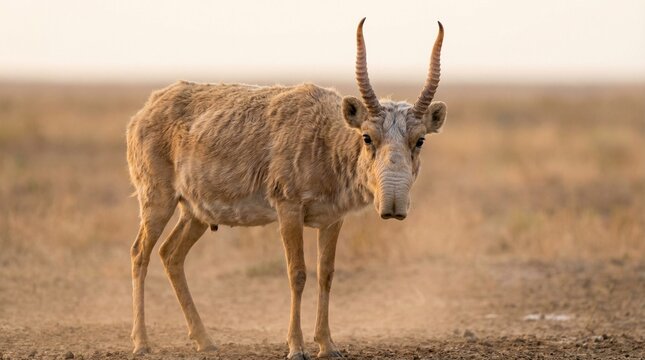 Saiga Antelope on Steppe(ステップ草原に佇むサイガ)