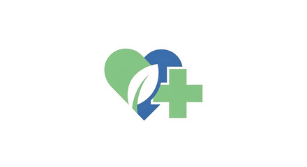 Medical logo featuring a green leaf and blue cross