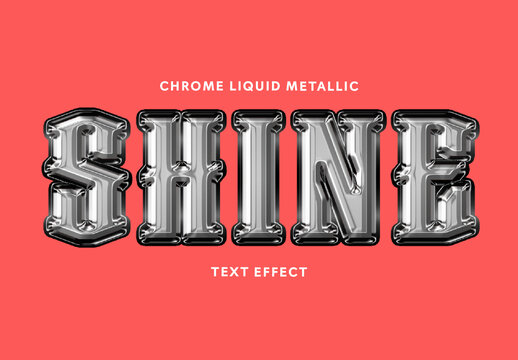 Black And White Chrome Liquid Metallic Text Effect