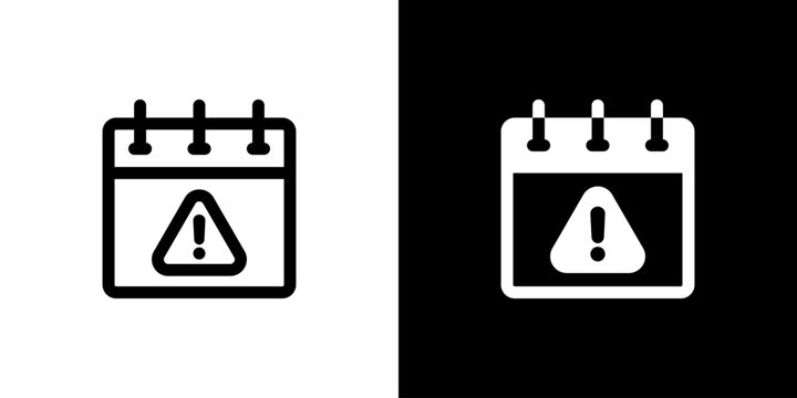 Due Date icon concept with flat Black White Background. Vector illustration.