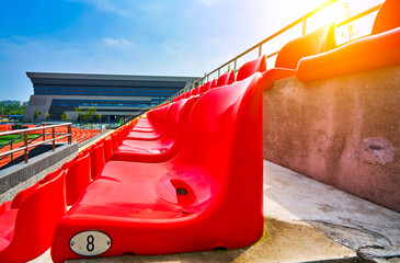 Outdoor seating at a football stadium