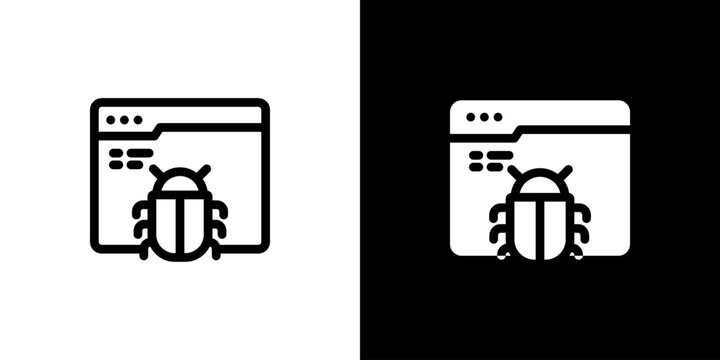 Bug icon concept with flat Black White Background. Vector illustration.