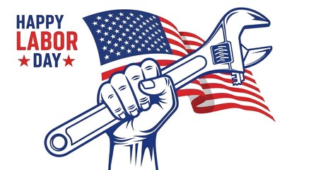 Naklejka premium American labor day celebration with patriotic tools