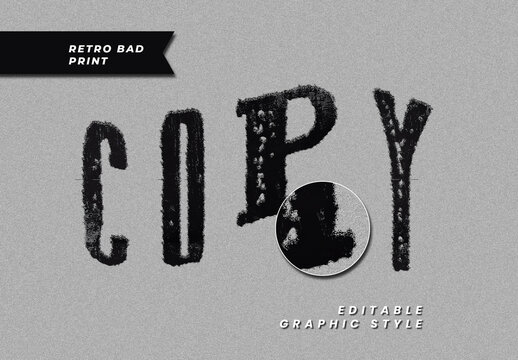 Black Dusty Vintage Retro Bad Print Text Effect