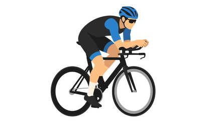 Obraz premium Cyclist in blue helmet and gear riding road bike