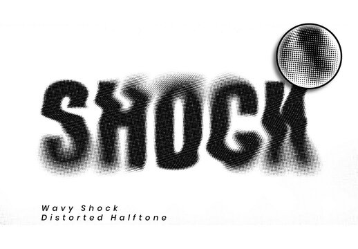 Black Wavy Shock Distorted Halftone Text Effect