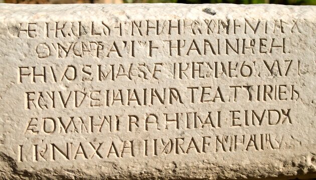 Ancient Greek Inscription on Marble Stone.