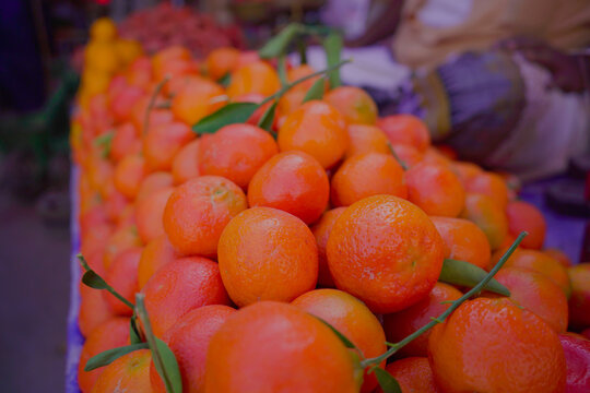 Fresh produce in a traditional Yemeni market during Ramadan preparations. Ramadan atmosphere, Ramadan concept. Traditional Arab market. Fresh fruits and vegetables.