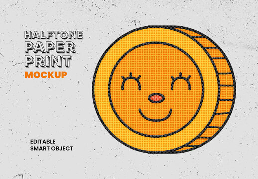 Cartoon Halftone Paper Print Mockup