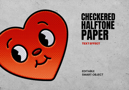 Checkered Halftone Paper Print  Mockup