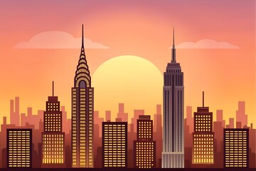 Naklejka premium New York City skyline at sunset