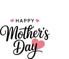 Happy mothers day calligraphy banner illustration with hearts isolated