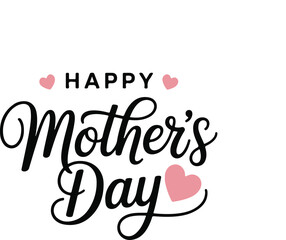 Happy mothers day calligraphy banner illustration with hearts isolated