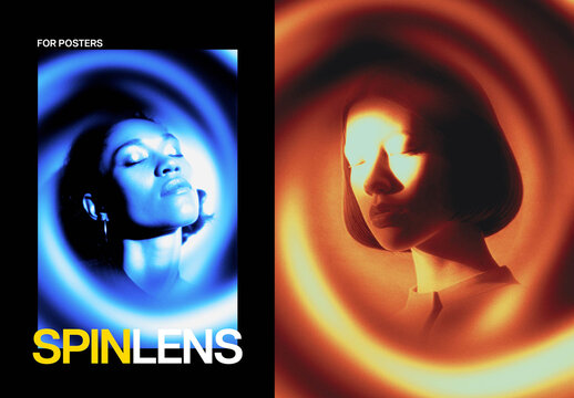 Spin Lens Poster Photo Effect Mockup