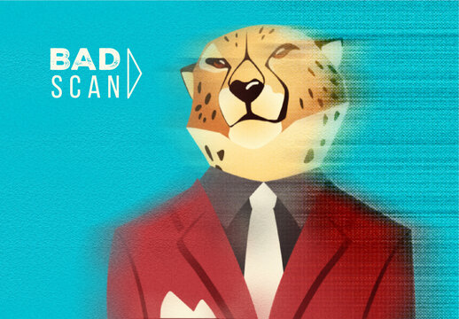 Abstract Bad Scan Image Effect Mockup