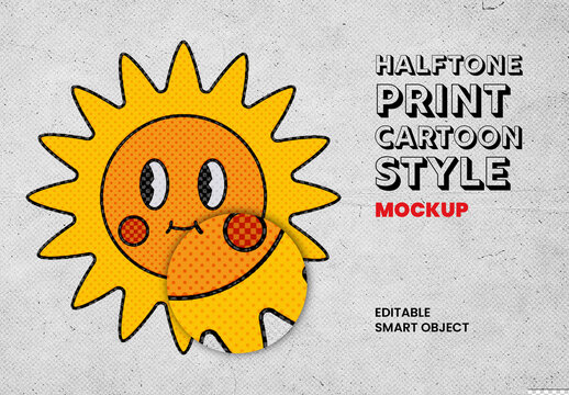 Halftone Paper Print Effect Mockup