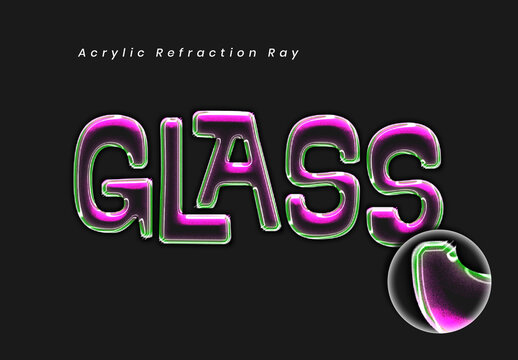 Acrylic Refraction Ray Text Effect