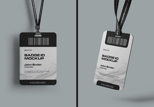 Professional Vertical ID Card Badge Holder Mockup