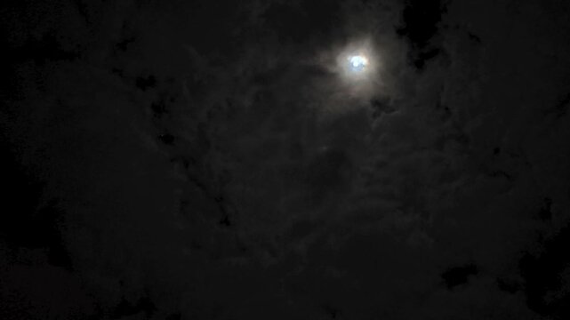 Sky full of clouds balls at night