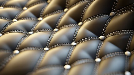 Fototapeta premium Close-up of tufted black leather upholstery.