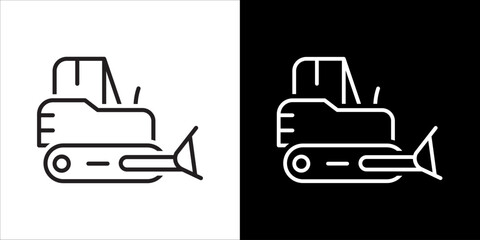 Bulldozer Icon Sheet Black And White © neysArt