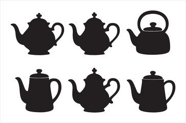 A collection of antique teapot silhouettes displayed in black against a plain white background