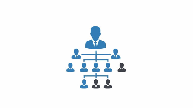 Corporate Hierarchy Structure with Business People Icons.