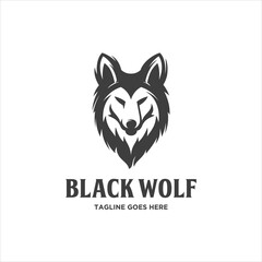 Black Fox Coyote Wolf Wild Dog Head Logo Design
