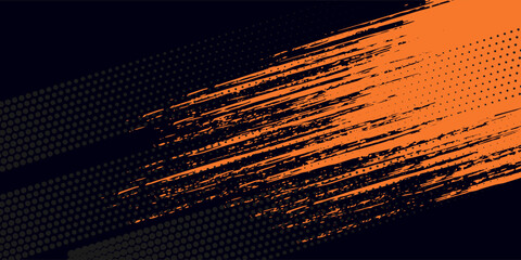orange color pattern gradient grunge halftone texture dark background. Dots pop art comics sport design © M.I.Arfad