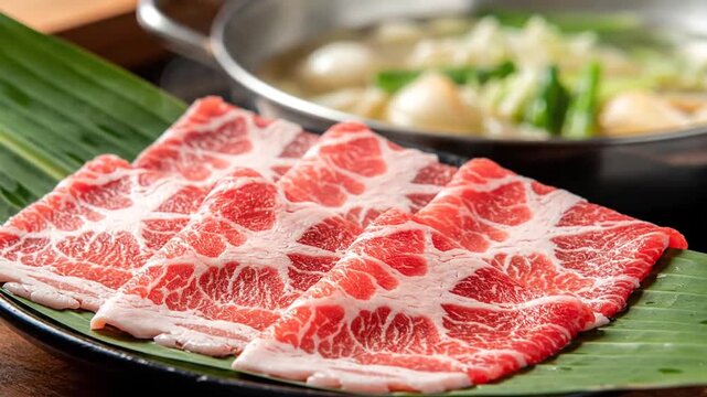 Raw meat slices hot pot.