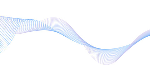 Dynamic sound wave blue and purple lines on white background. Light color simple. Musical note particle pulsing.